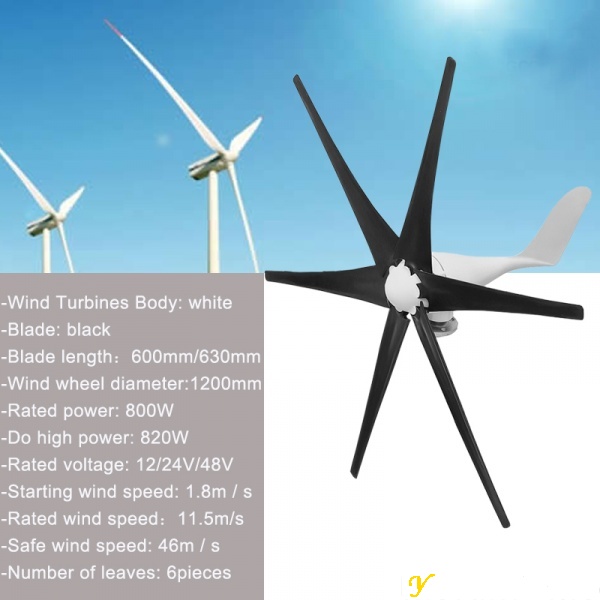 Ветрогенератор 800 Вт / 12 Вольт переменного тока для автономного электроснабжения дома.